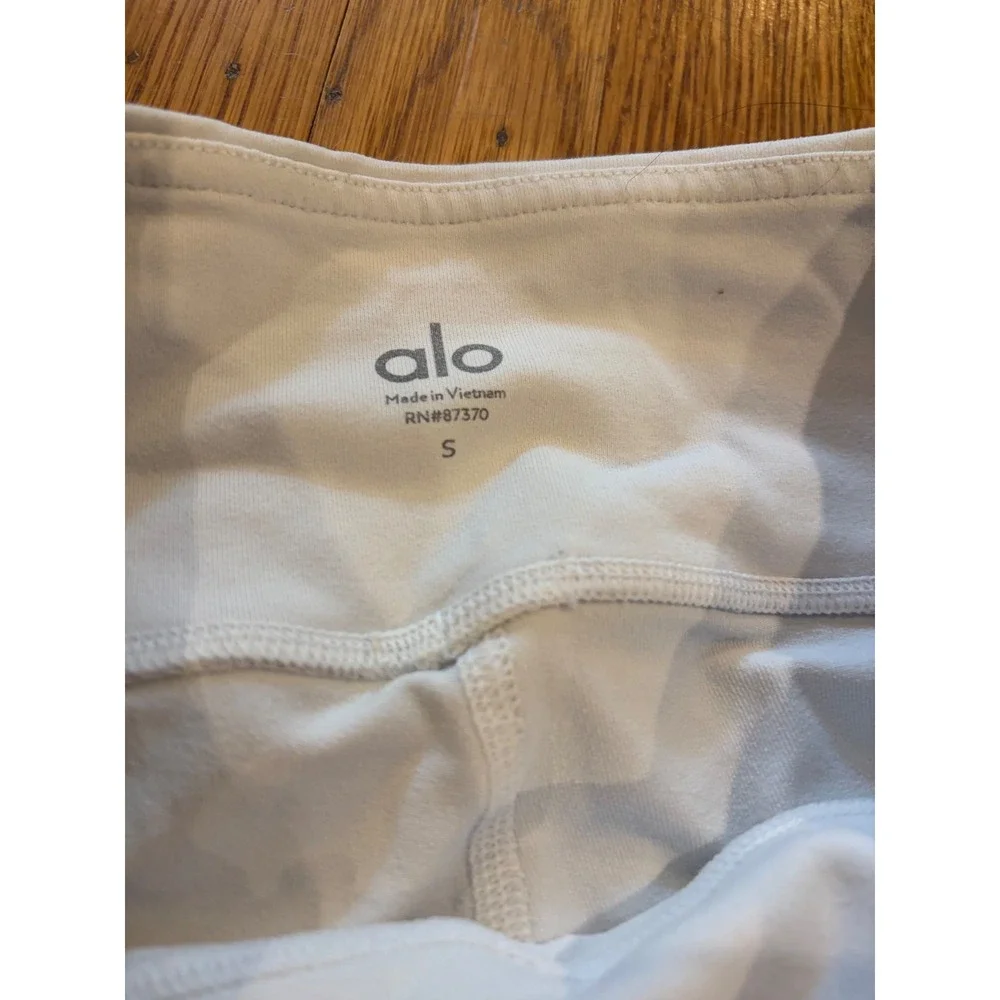 Alo Yoga Moto Leggings White Ribbed Quilted Panel Yoga Pants Womens Small